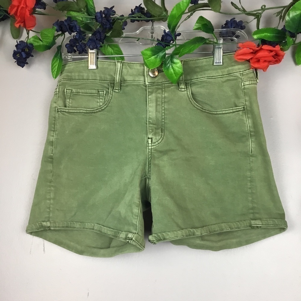 AMERICAN EAGLE AEO Twill Super Stretch Green Gray Denim Jean Shorts Size 8 - Picture 5 of 14